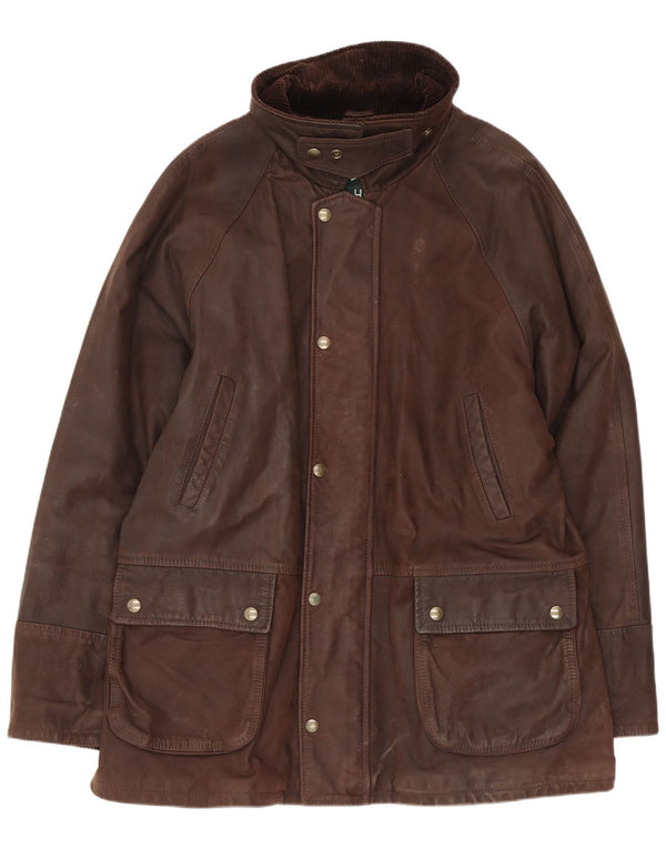 Daniel Hechter Chaqueta cortavientos de cuero para hombre IT 52 XL Marrón