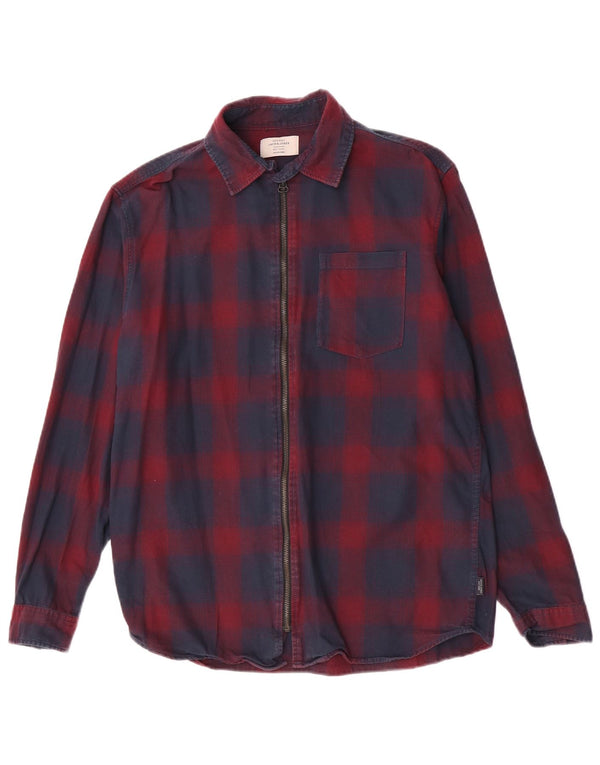 Jack & Jones Hombre Camisa De Franela Grande Algodón A Cuadros Azul Marino