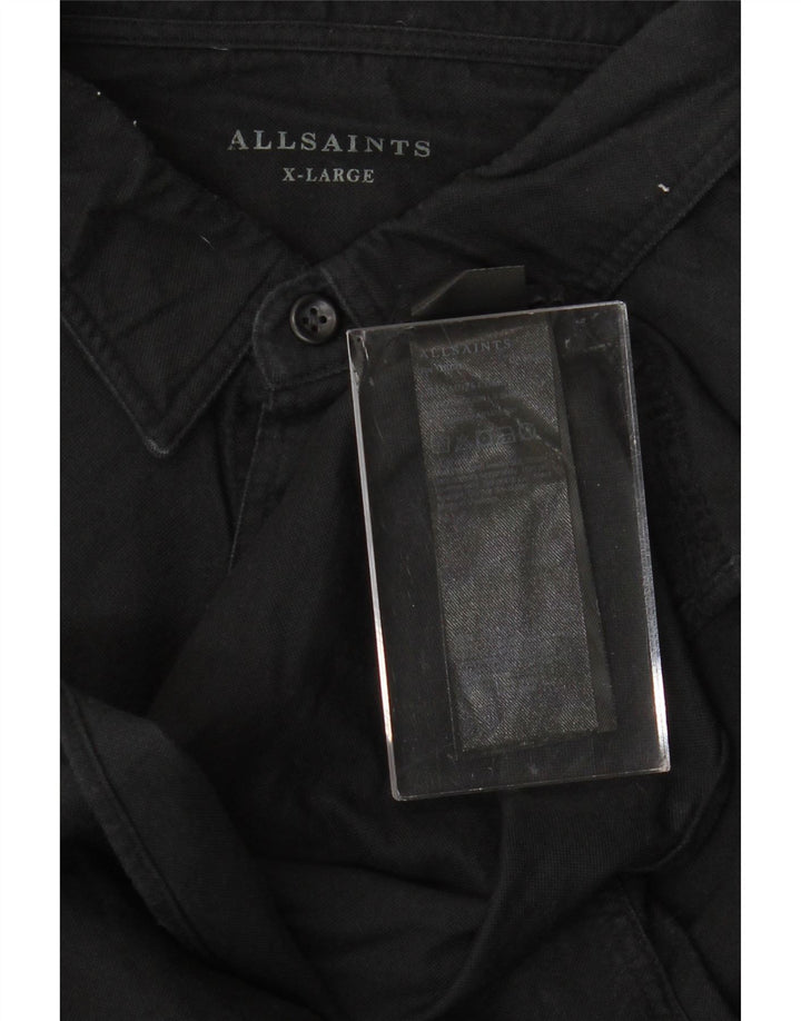 ALL SAINTS Camisa Hombre XL Algodón Negro