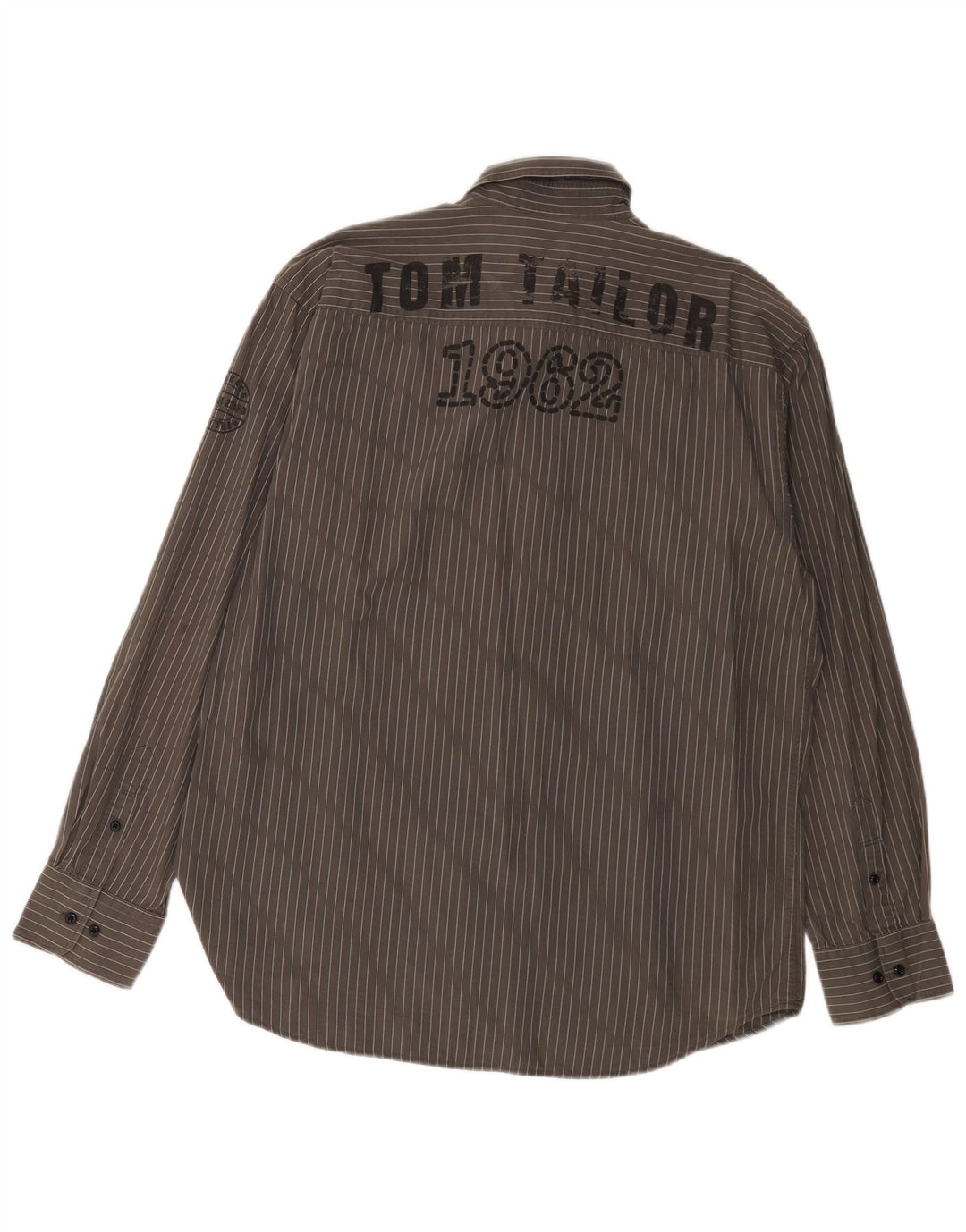 TOM TAILOR Camisa Hombre XL Algodón Rayas Grises