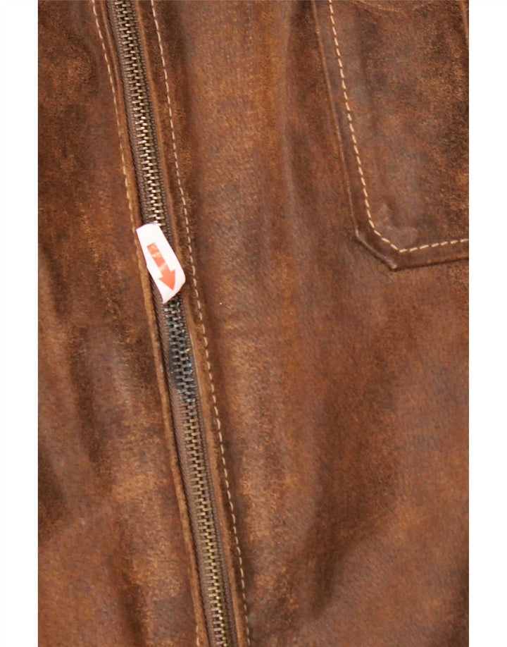 Engbers Chaqueta de cuero militar para hombre IT 58 4XL Marrón