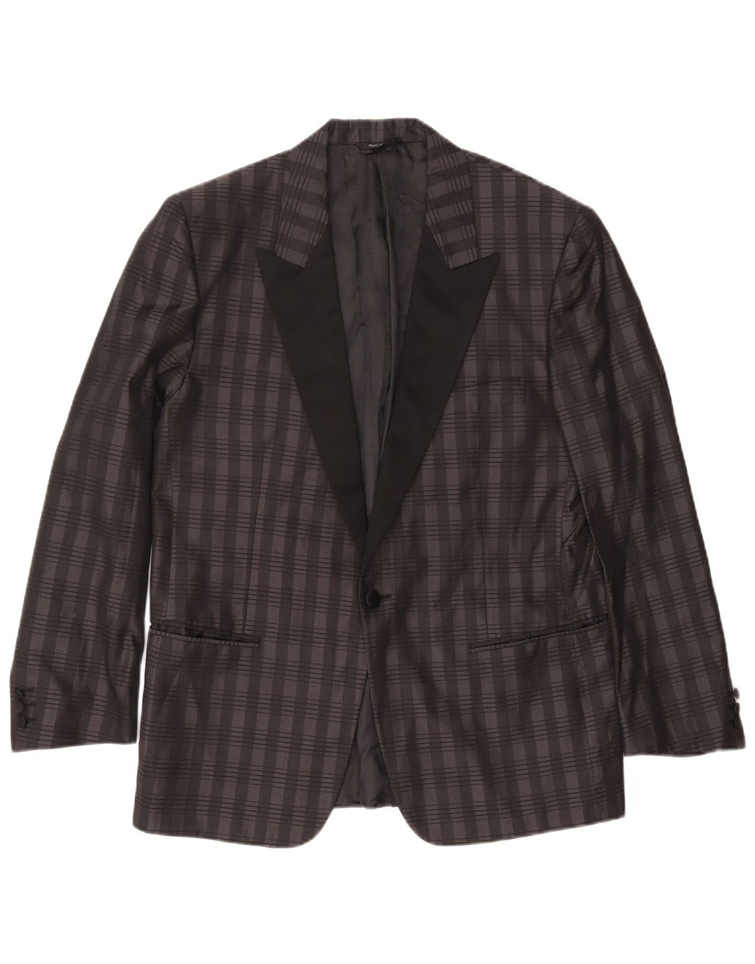 BOCCHESE Chaqueta tipo blazer con 1 botón para hombre IT 52 XL Seda a cuadros gris