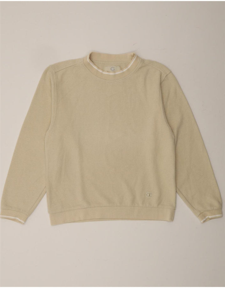 CHAMPION Mens Crew Neck Jumper Sweater Small Off White Cotton Vintage Champion and Second-Hand Champion from Messina Hembry 