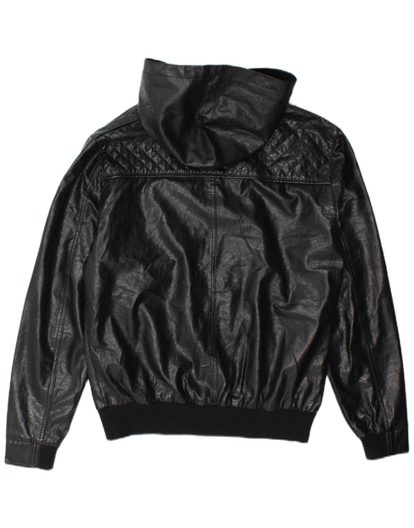 Ecko Unltd Chaqueta Bomber De Piel Sintética Con Capucha Para Hombre UK 38 Medium Black
