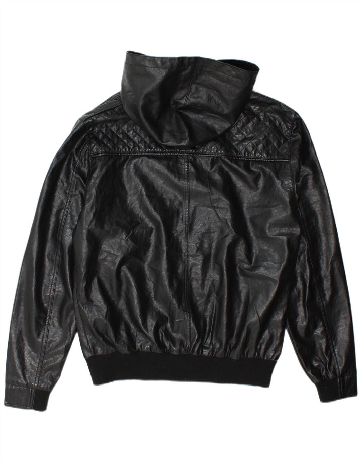 Ecko Unltd Chaqueta Bomber De Piel Sintética Con Capucha Para Hombre UK 38 Medium Black