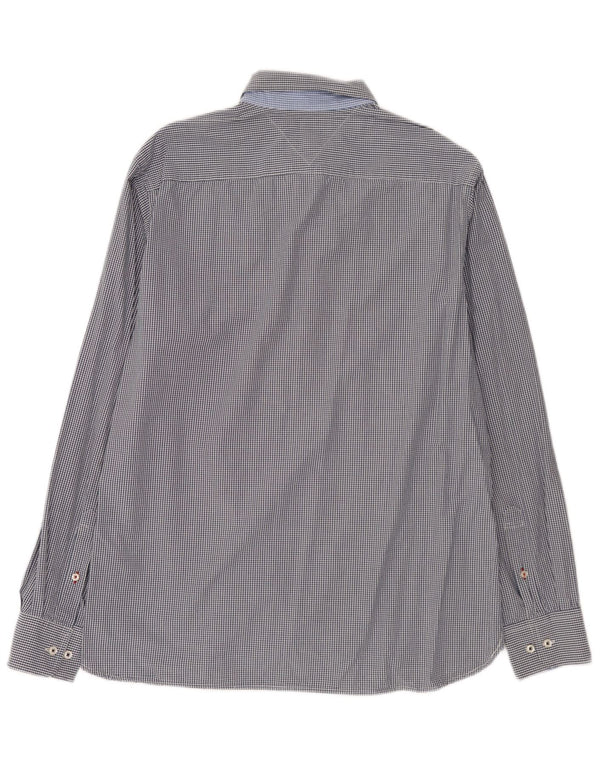 Camisa Tommy Hilfiger de corte personalizado para hombre de algodón a cuadros azul grande