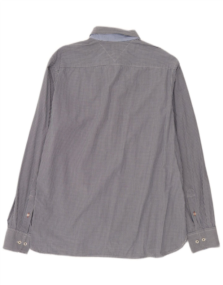 Camisa Tommy Hilfiger de corte personalizado para hombre de algodón a cuadros azul grande