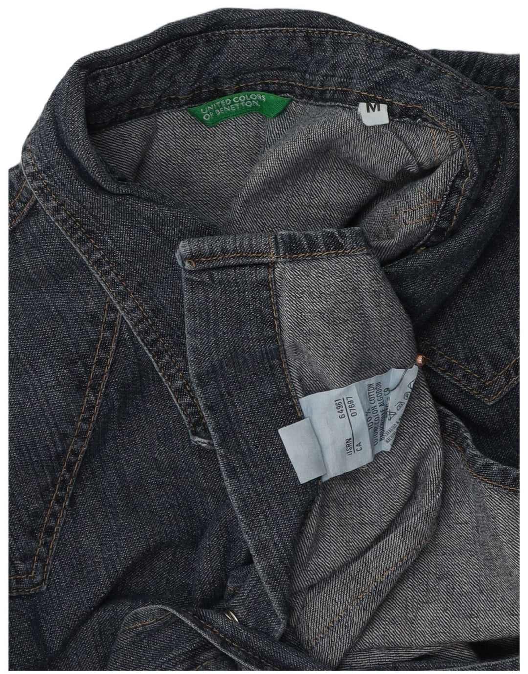 BENETTON Camisa vaquera para mujer UK 44 Mediana Azul marino Algodón