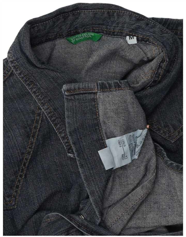 BENETTON Camisa vaquera para mujer UK 44 Mediana Azul marino Algodón