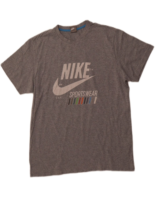 NIKE Camiseta gráfica para hombre, talla 42/44, talla grande, gris