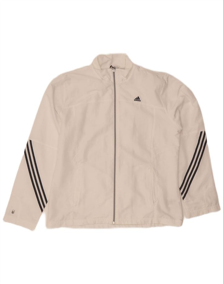 Adidas Mujer Climalite Chándal Top Chaqueta UK 16 Grande Blanco Poliéster