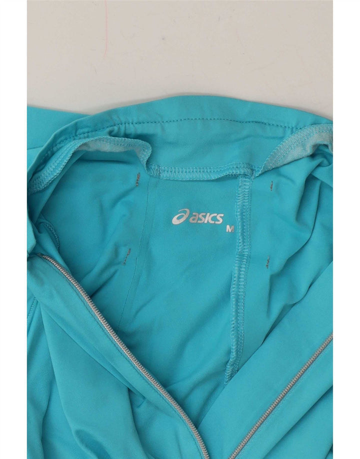 Asics Top de chándal con cremallera y cuello para mujer UK 12 Medium Blue Geométrico