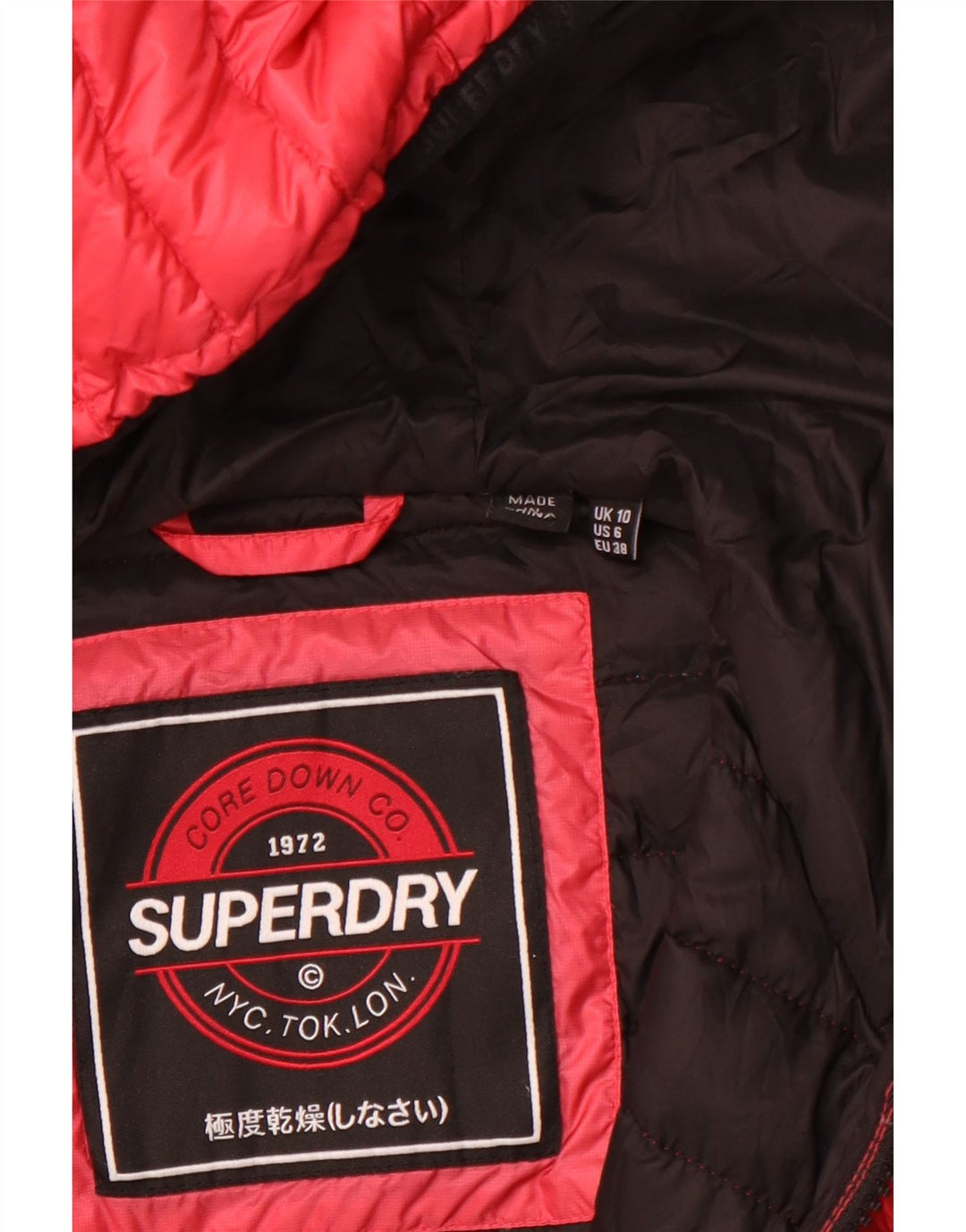 SUPERDRY Chaqueta acolchada con capucha para mujer UK 40 Small Pink