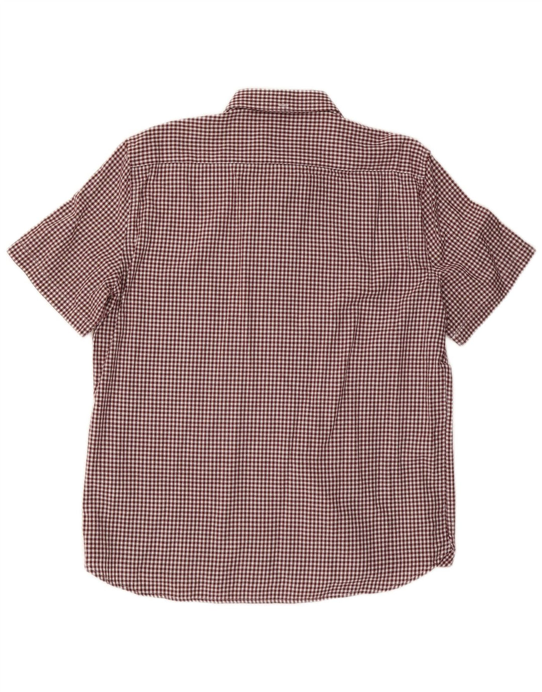 FRENCH CONNECTION Mens Short Sleeve Shirt XL Maroon Gingham Cotton