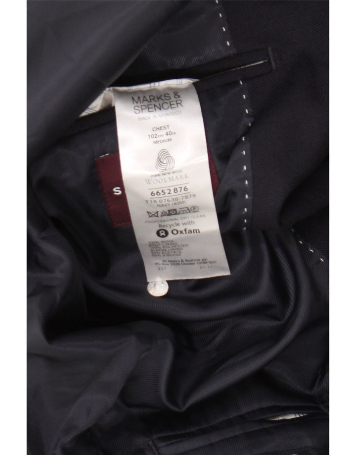 Marks & Spencer Chaqueta tipo blazer con 2 botones para hombre, talla 40, lana azul marino mediana