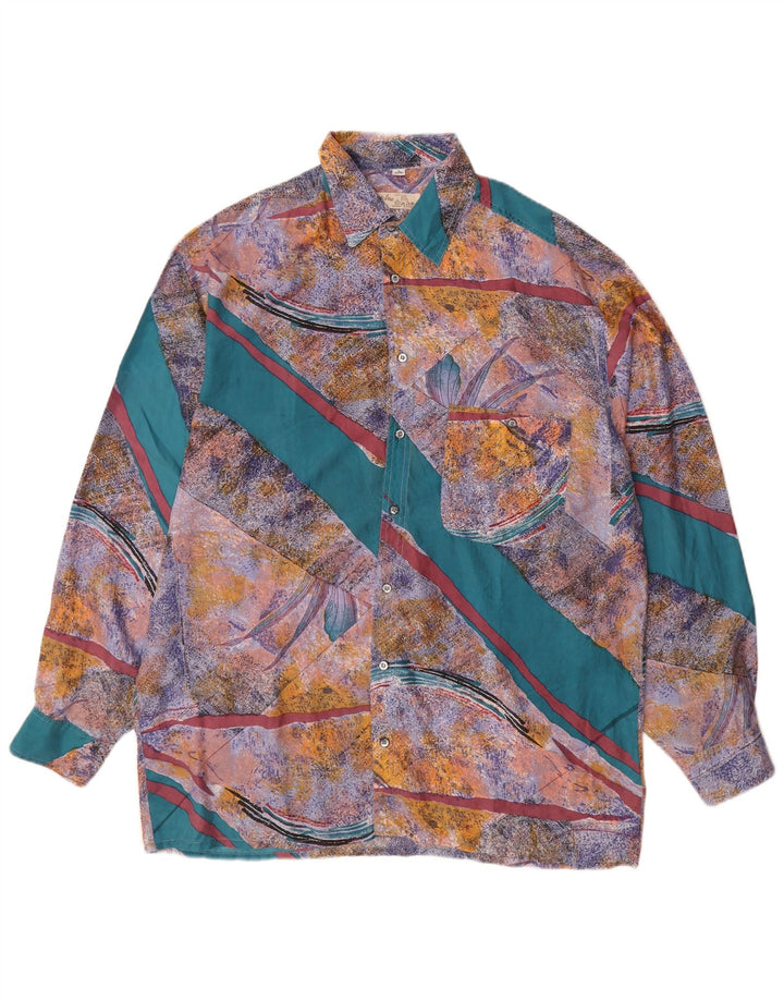 Angelo Litrico Camisa Hombre Estampado Abstracto Talla 41/42 Grande Multicolor