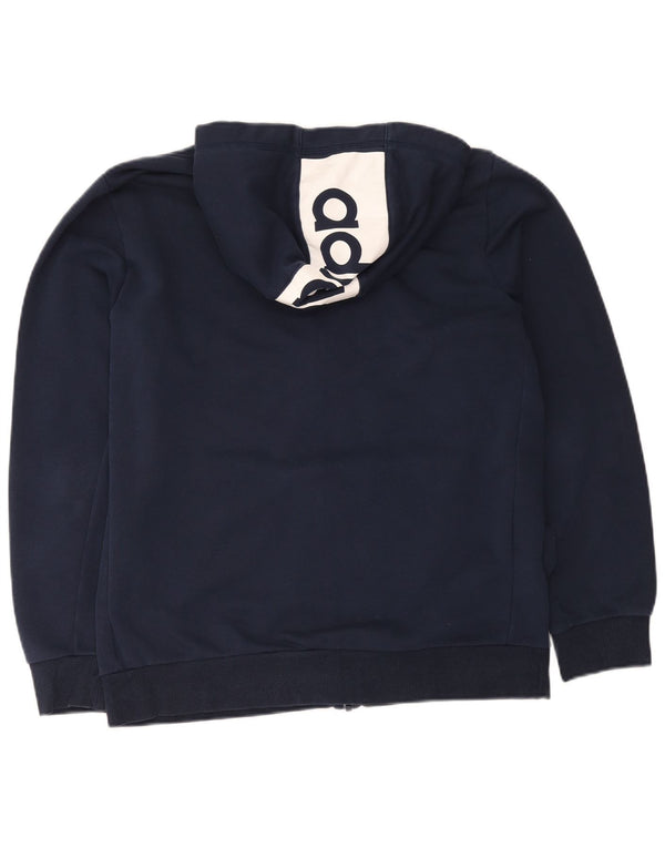 Adidas Mens Graphic Zip Sudadera con capucha suéter grande azul marino algodón deportes