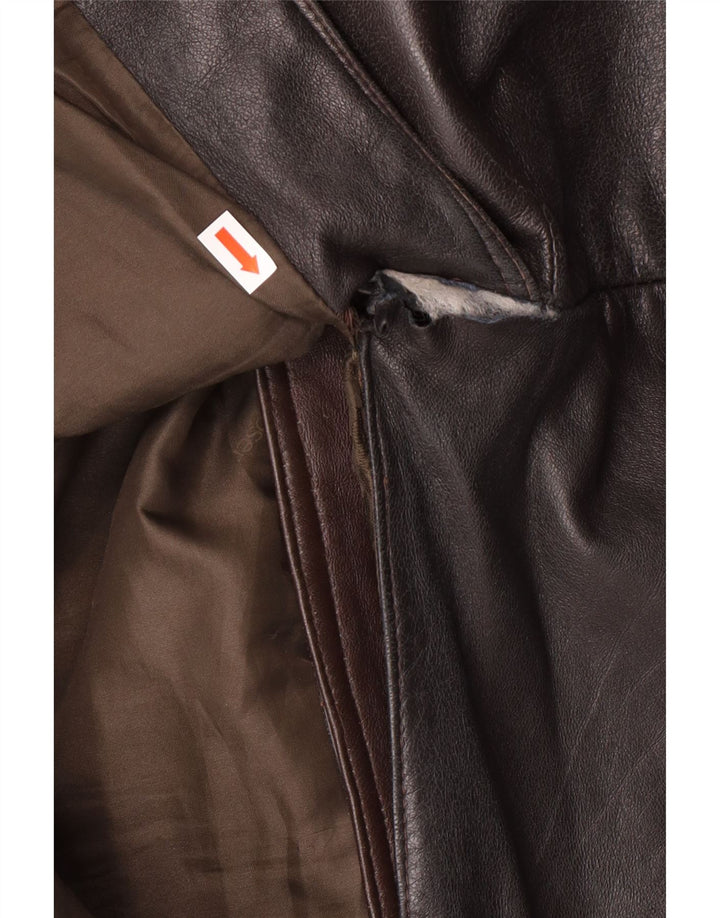 MAX MOSER Abrigo de cuero para hombre IT 56 3XL Cuero marrón