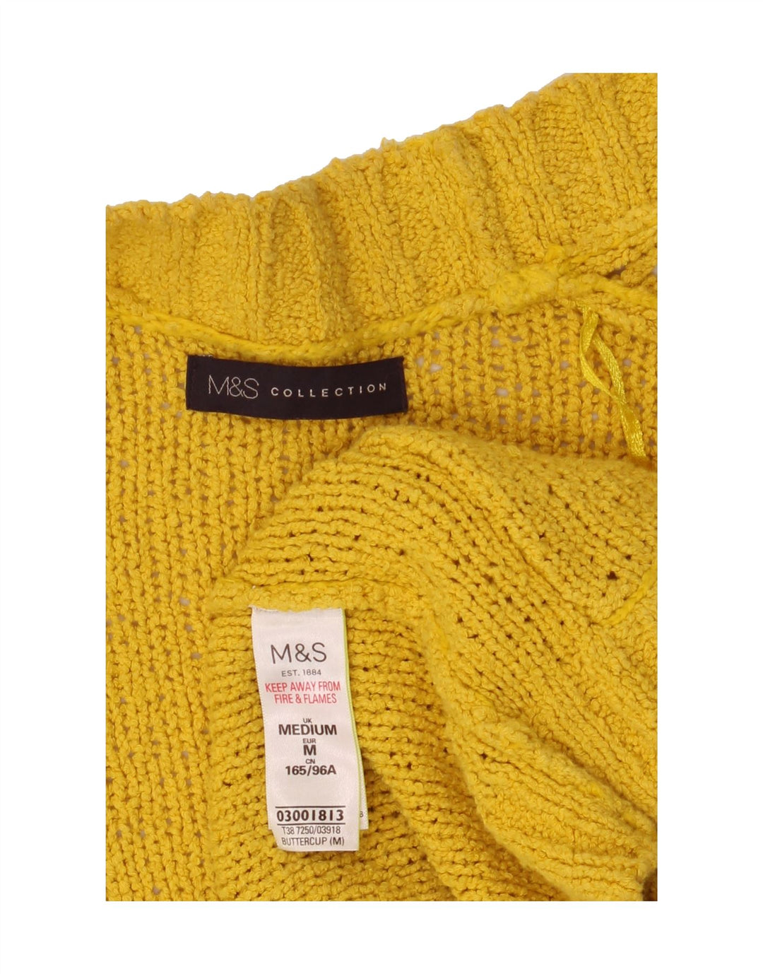 MARKS & SPENCER Womens Open Cardigan Sweater UK 14 Medium Yellow Cotton Vintage Marks & Spencer and Second-Hand Marks & Spencer from Messina Hembry 
