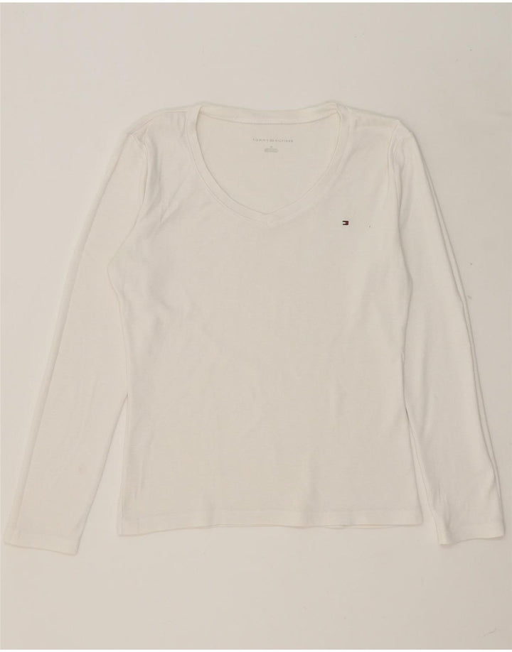 TOMMY HILFIGER Womens Top Long Sleeve UK 14 Medium White Vintage Tommy Hilfiger and Second-Hand Tommy Hilfiger from Messina Hembry 