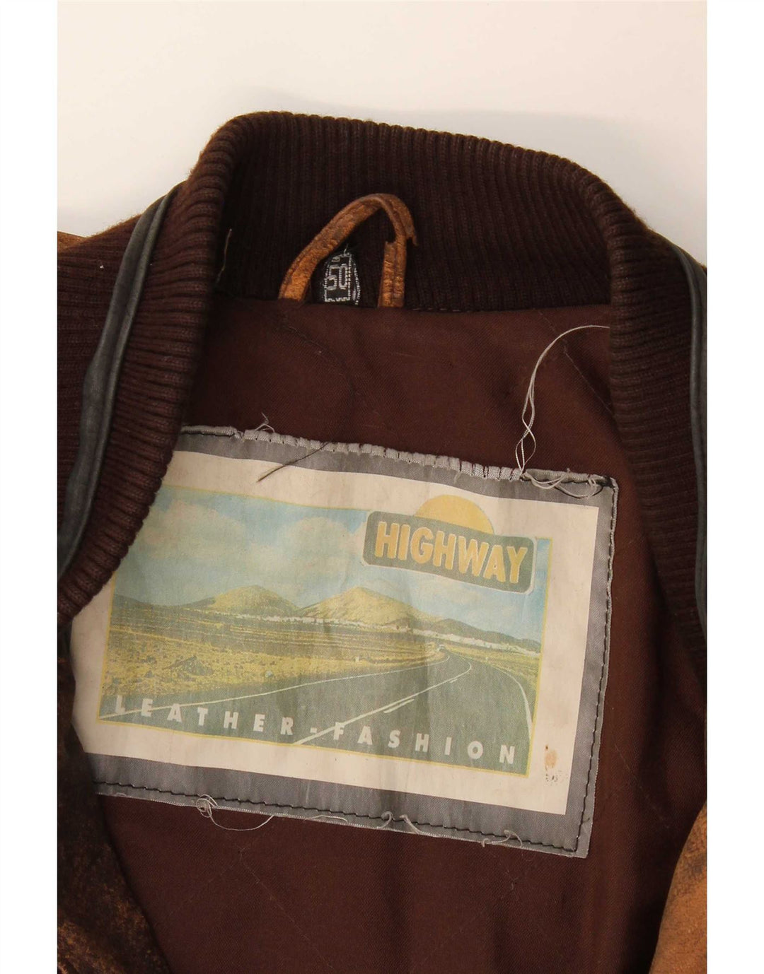 Vintage chaqueta de cuero para hombre IT 50 cuero geométrico marrón grande