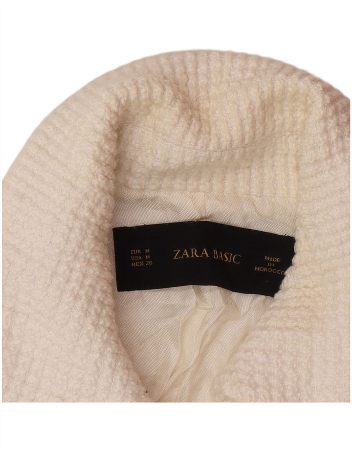 Zara - Chaqueta tipo blazer con 1 botón para mujer, talla 40, talla mediana, color blanco