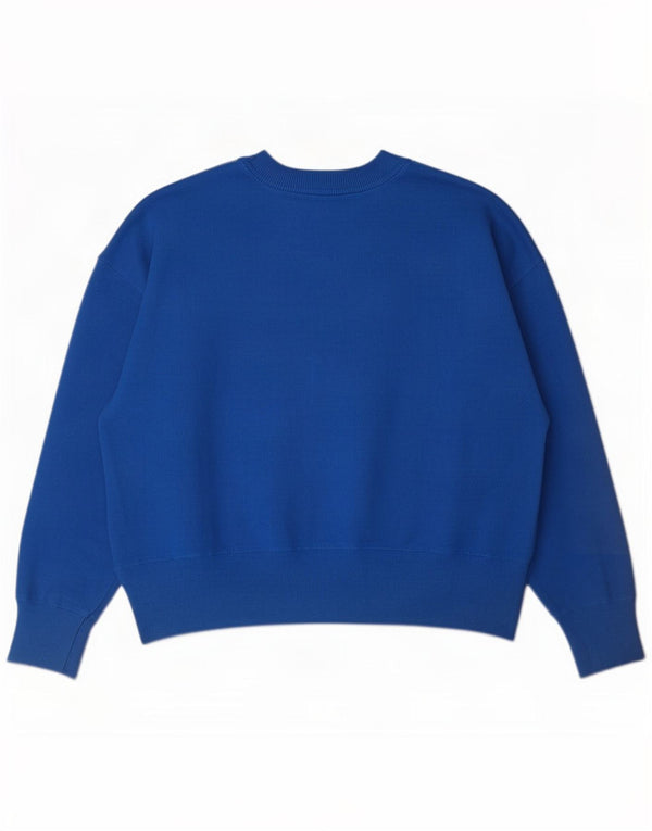 Zara Mujer Jersey De Cuello Redondo De Gran Tamaño UK 44 Viscosa Azul Medio