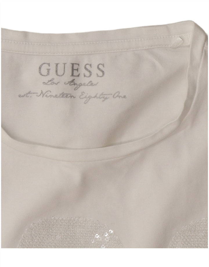 Guess Camiseta Regular con Estampado para Mujer UK 40 Medium White