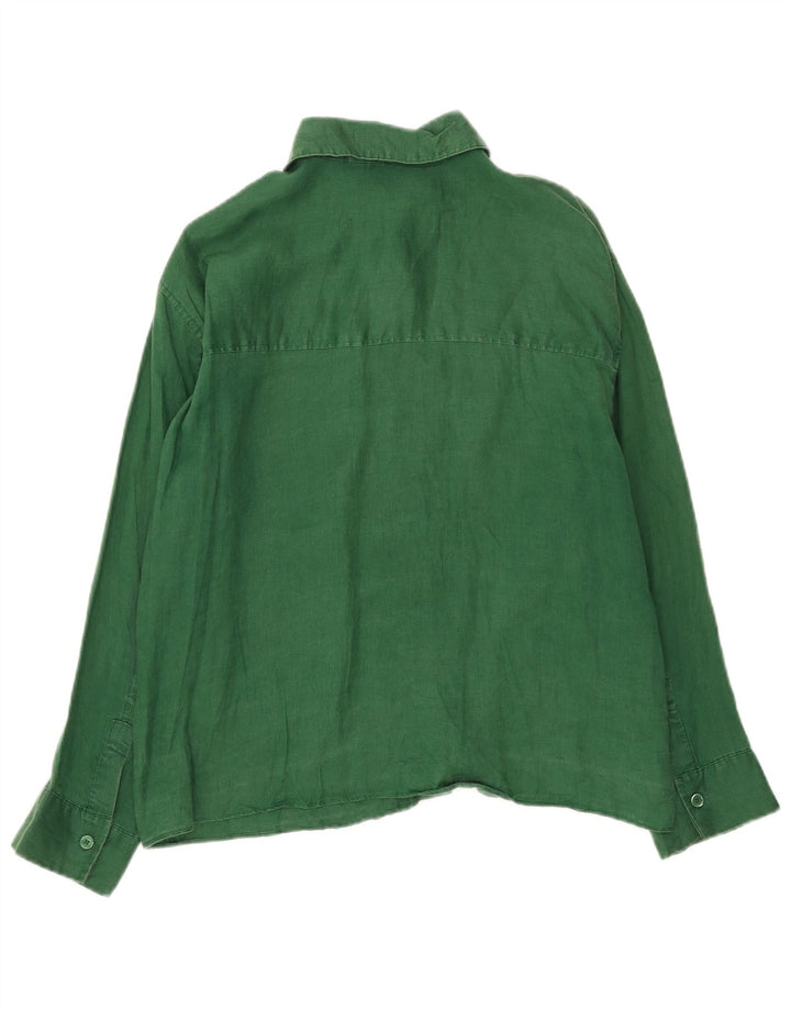 Zara Mujer Camisa Extragrande UK 44 Verde Medio