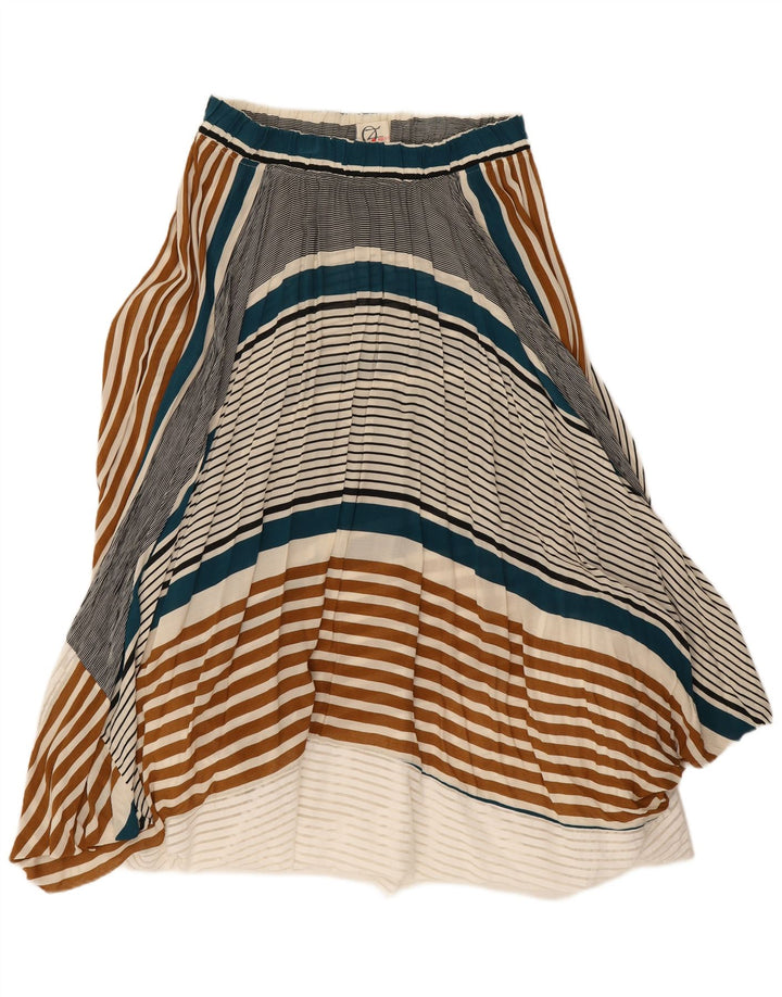 Vintage mujer asimétrica burbuja falda W28 medio multicolor rayas