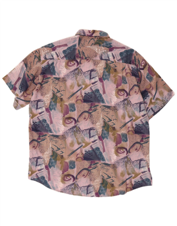 Camisa De Manga Corta Para Hombre Coconut Viscosa Patchwork Multicolor Grande