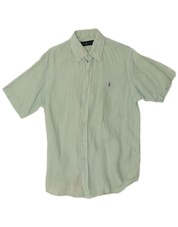 Camisa Ralph Lauren Hombre Manga Corta Lino Verde Medio