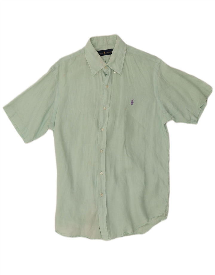 Camisa Ralph Lauren Hombre Manga Corta Lino Verde Medio
