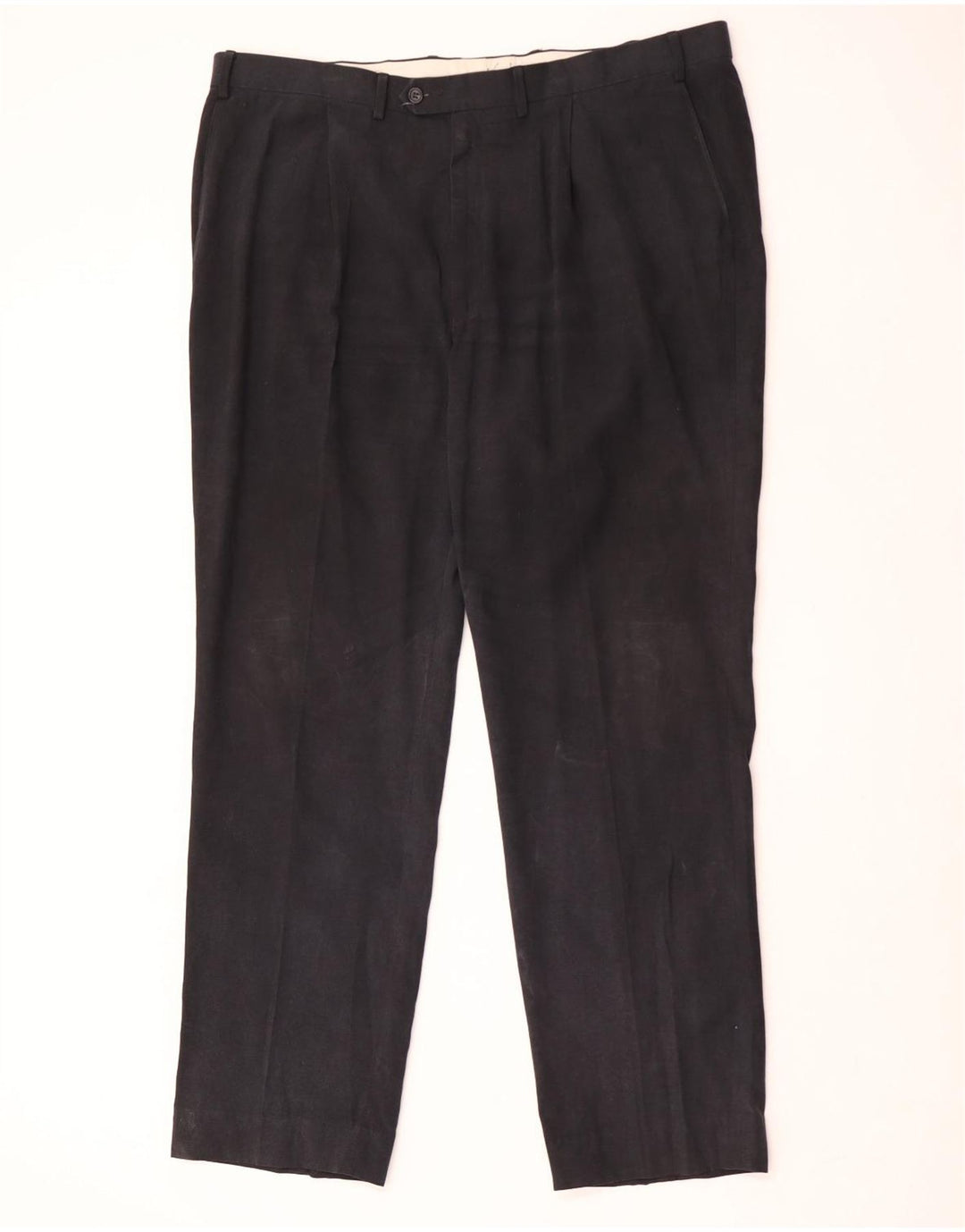 Marks & Spencer Pantalón de traje con pinzas para hombre W42 L33 Lyocell azul marino