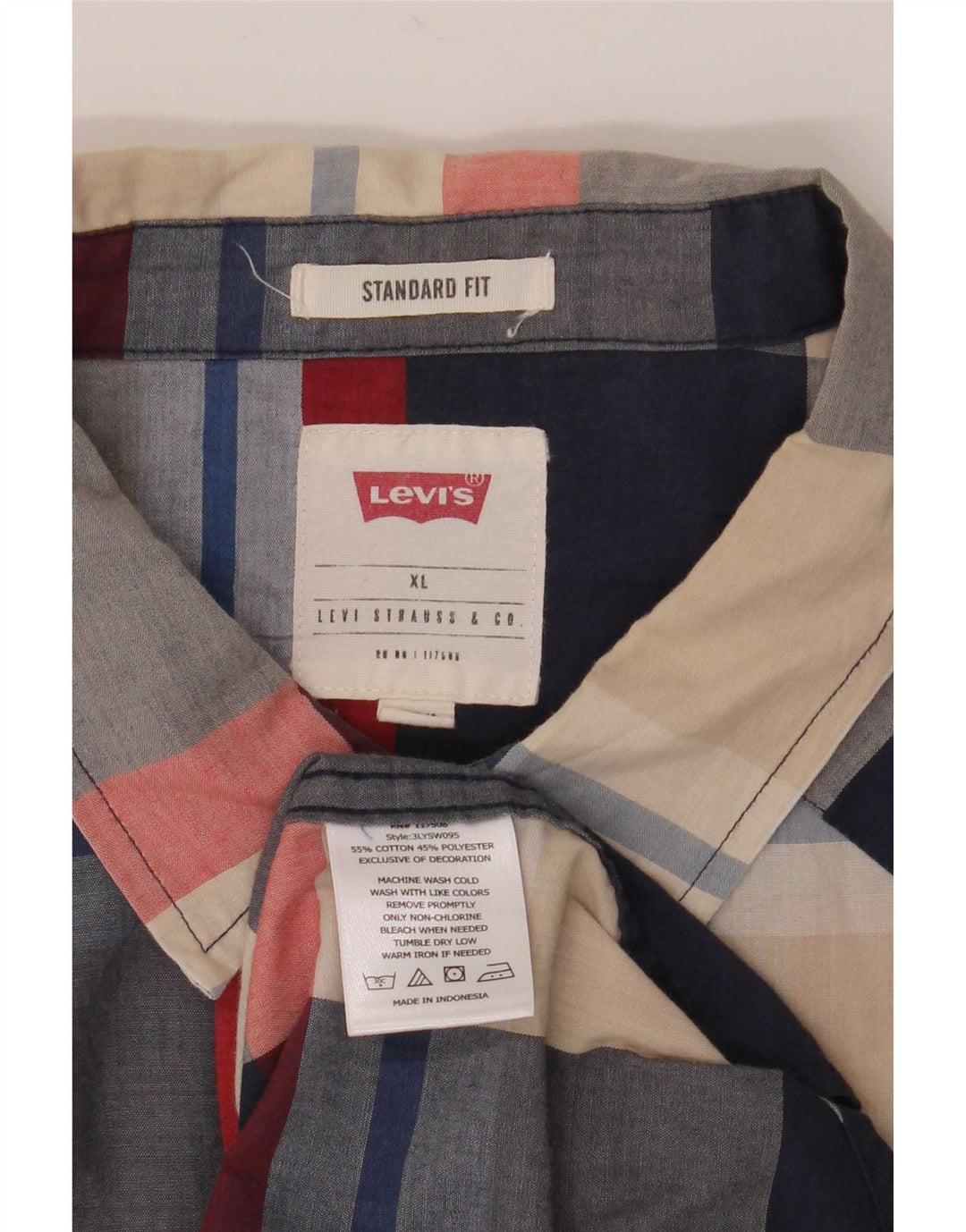 Levi's Camisa de manga corta de corte estándar XL de algodón a cuadros multicolor para hombre
