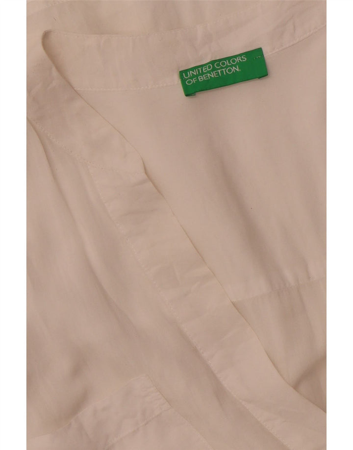 BENETTON Blusa de Manga Larga para Mujer UK 40 XL Blanco