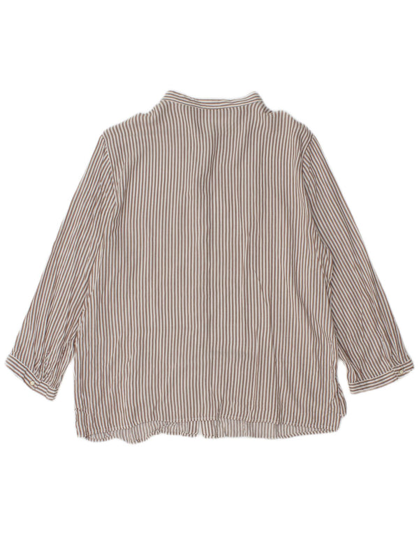 Zara Blusa camisera de manga 3/4 para mujer UK 44 Grande Viscosa a rayas marrones