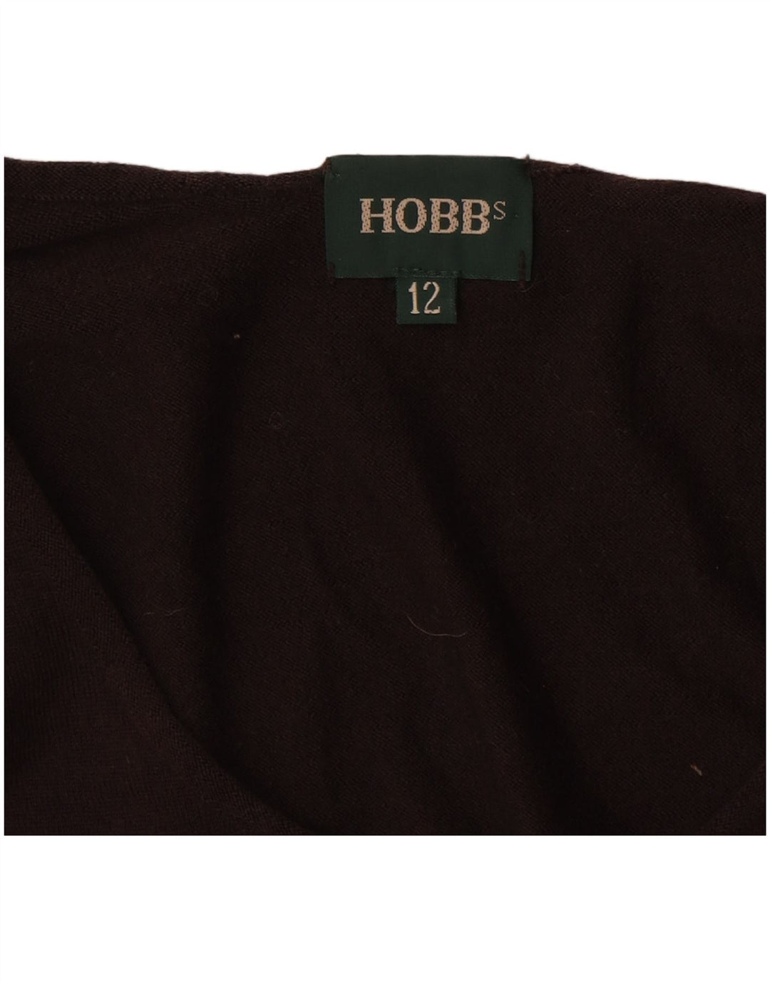 HOBBS Jersey con cuello barco para mujer, talla 12, color marrón medio, lana virgen
