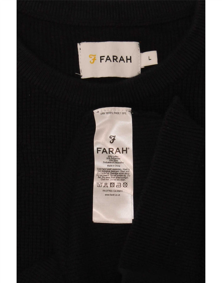 Farah Jersey De Cuello Redondo Para Hombre Jersey Grande De Algodón Negro
