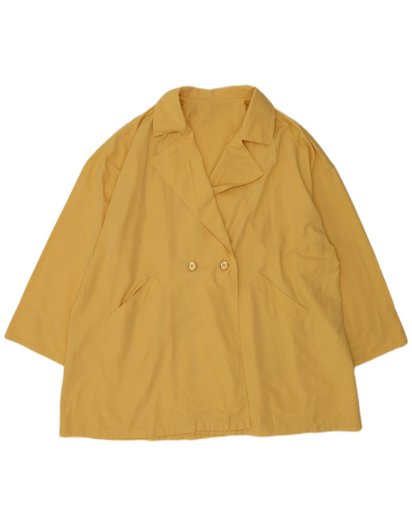 Vintage mujer oversize doble pecho abrigo Reino Unido 22 3XL amarillo