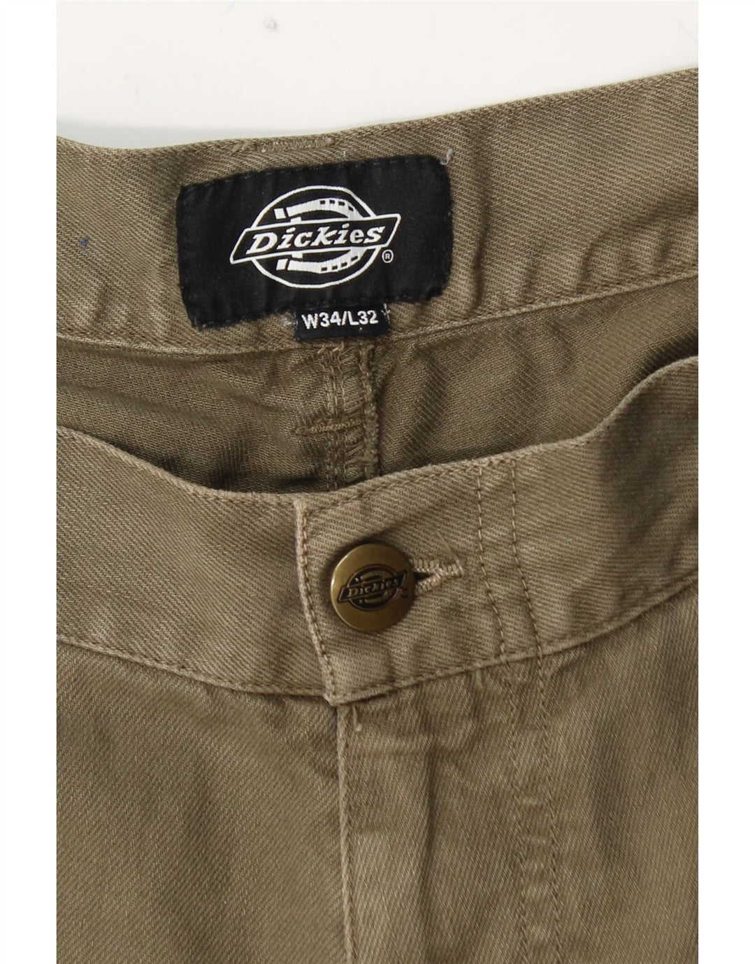 DICKIES Pantalones cargo rectos para hombre W34 L32 Algodón caqui