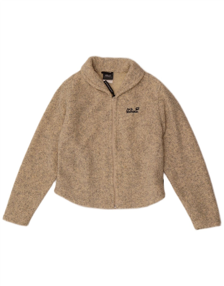 Jack Wolfskin Suéter tipo cárdigan para mujer Reino Unido 10 Pequeño poliéster moteado beige