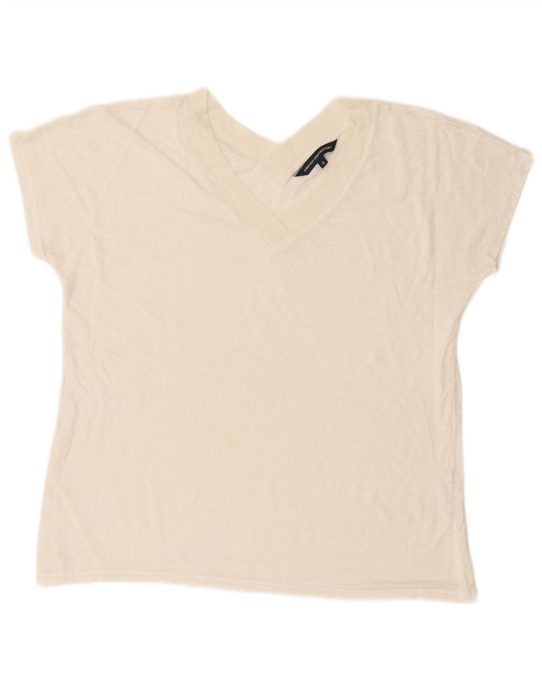 French Connection Camiseta corta para mujer UK 10 Small Off White Linen