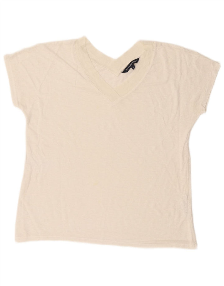 French Connection Camiseta corta para mujer UK 10 Small Off White Linen