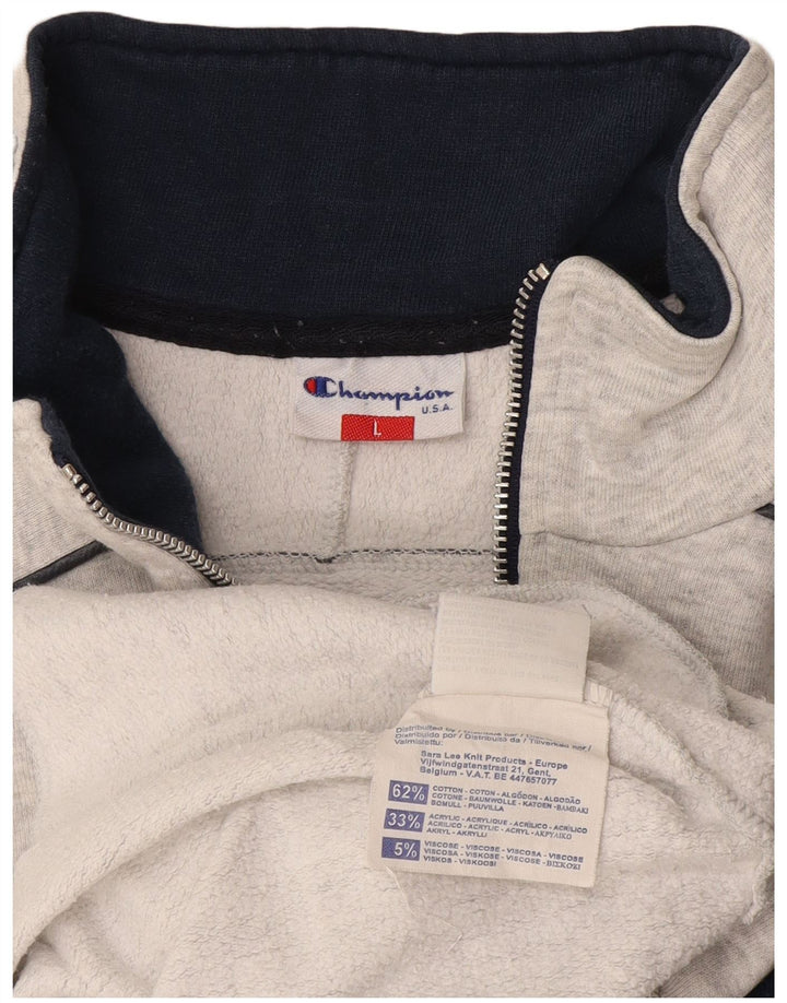 Champion Sudadera Con Cuello Y Cremallera Gráfica Para Hombre Jumper Large Gris Colorblock