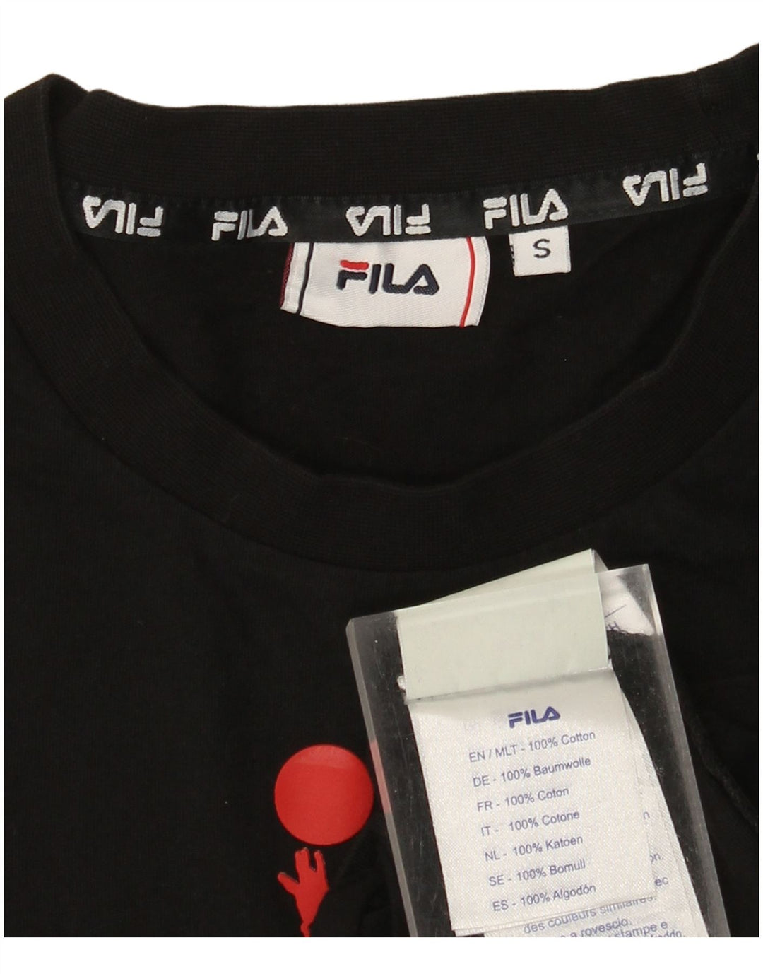 Fila - Camiseta gráfica para hombre, talla pequeña, algodón negro