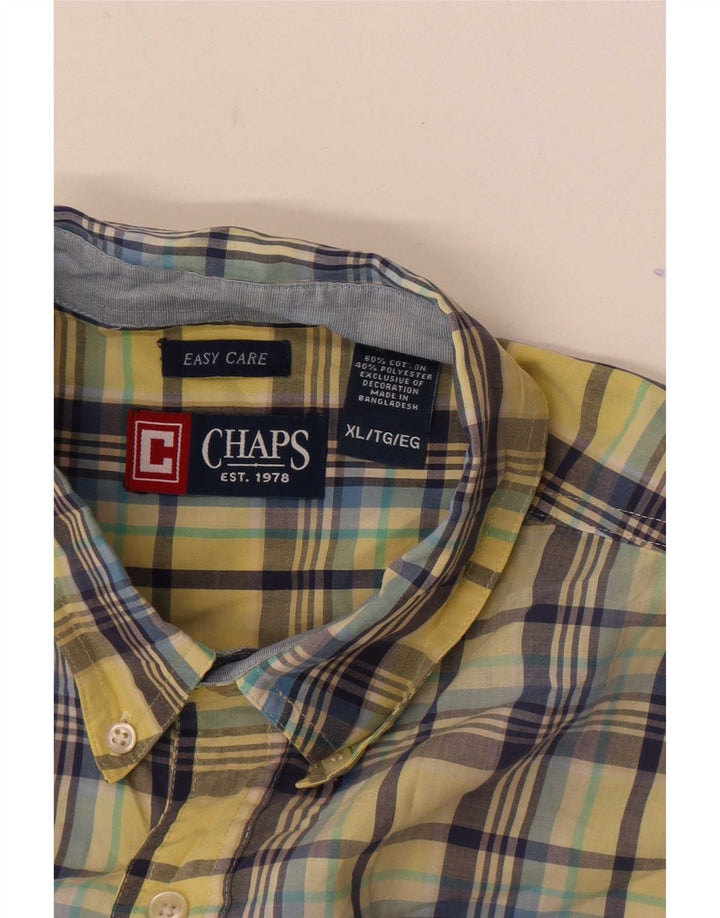 Chaps Camisa Manga Corta Hombre XL Algodón Cuadros Amarillos