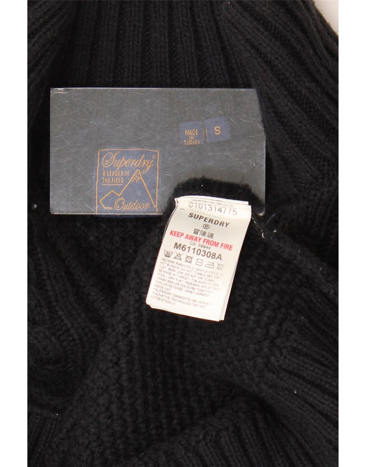 Superdry Jersey Con Cuello Y Cremallera Para Hombre, Acrílico Negro Pequeño