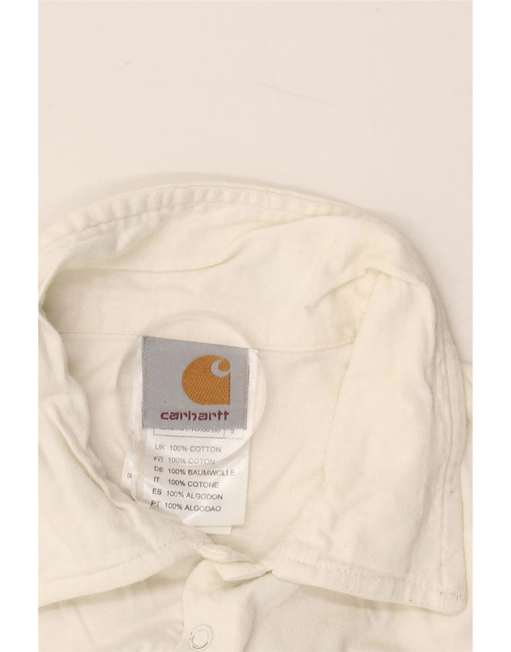 CARHARTT Polo para mujer UK 8 Pequeño algodón a rayas blancas