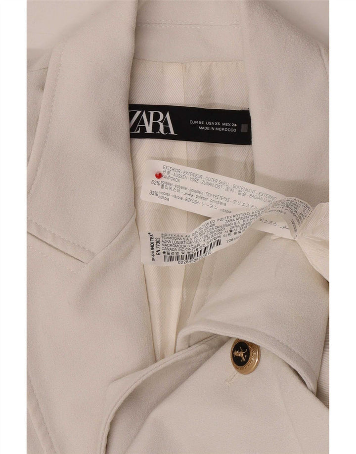 Zara Mujer Chaqueta Blazer De Doble Botonadura UK 6 XS Poliéster Blanco